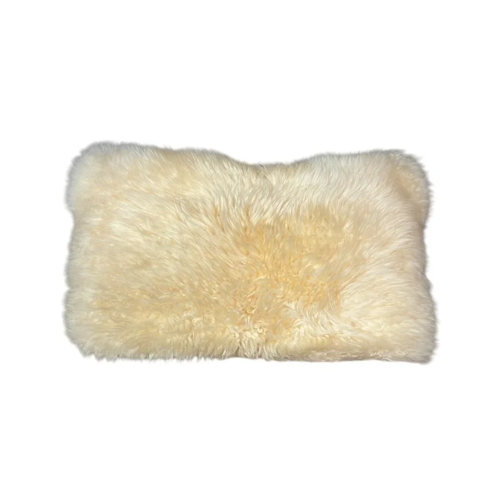 Lovesac Throw Accent Pillow Cream Rare 100% Sheepskin Soft Rectangular 19x12